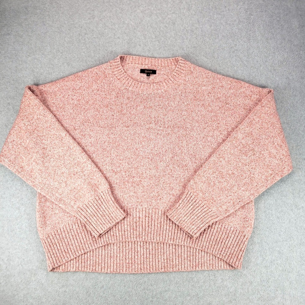 Quince Boyfriend Crew Sweater Womens M Pink Marled Organic Cotton Relaxed Boxy